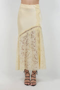 LACE SATIN MIXED ANKLE LENGTH SLIP SKIRT