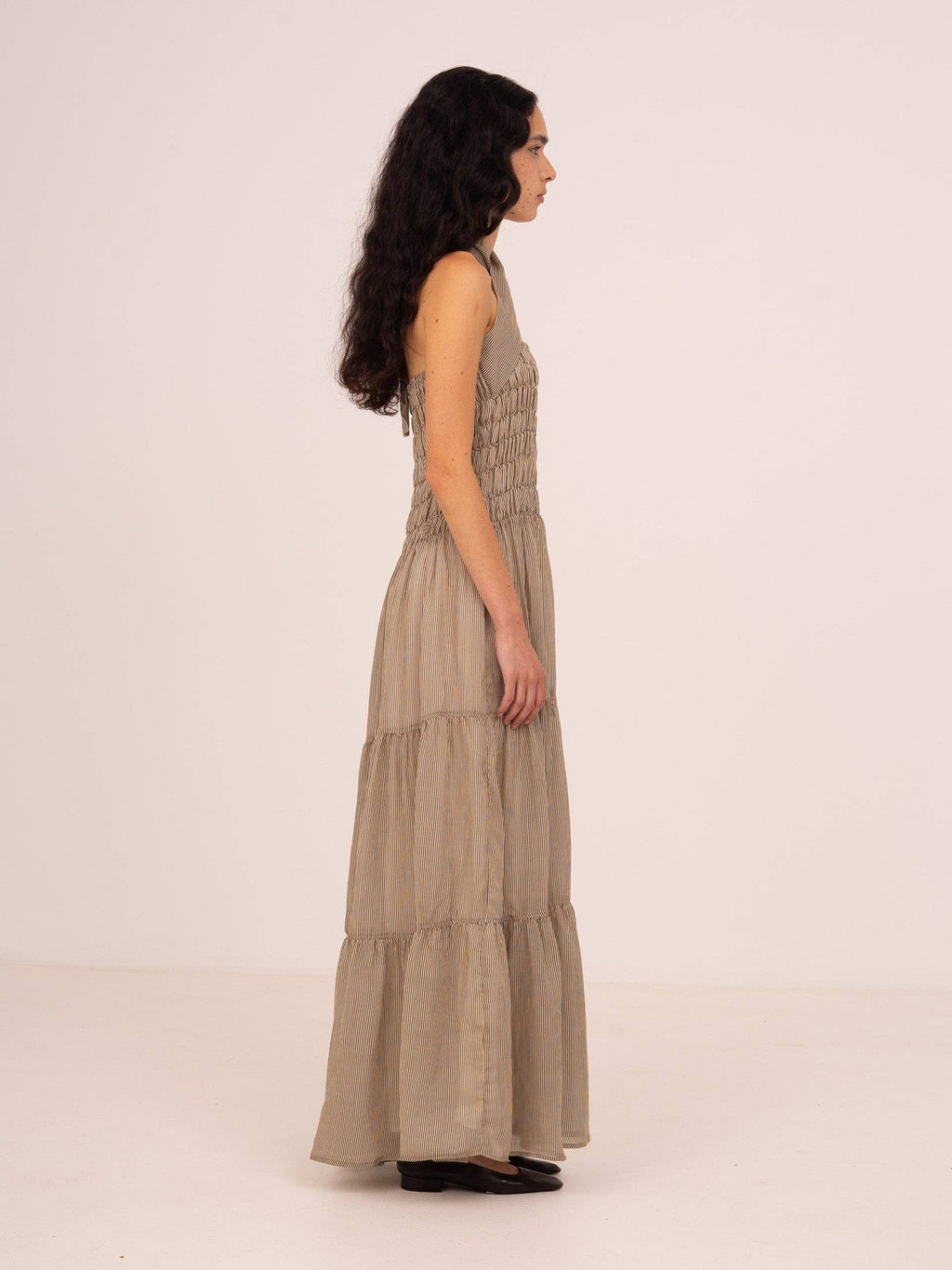 Striped Grace Brown Maxi Dress