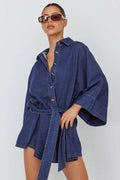 BELL SLEEVED DENIM ROMPER