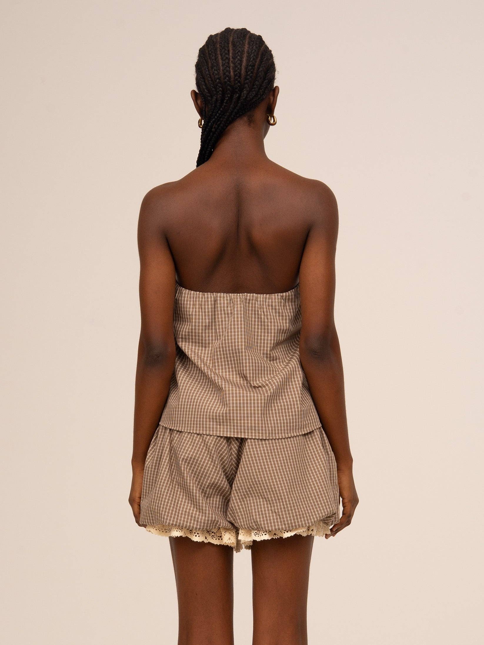 Rove Brown Plaid Sleeveless Top