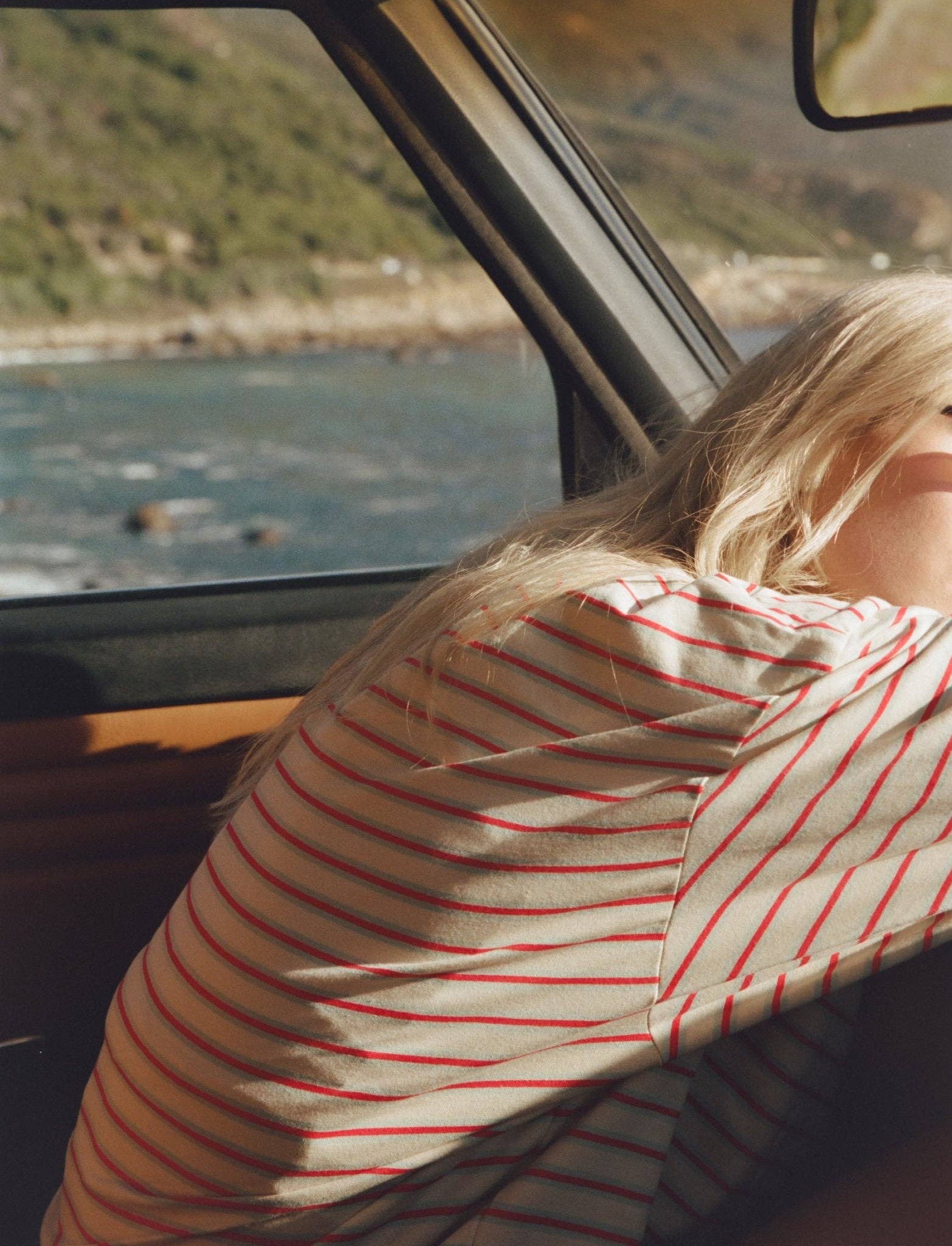 STRIPED LONG SLEEVE IN CREAM + BLUE + RASPBERRY