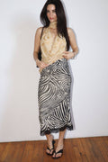 Zebra Print Midi Skirt with Lace Trim