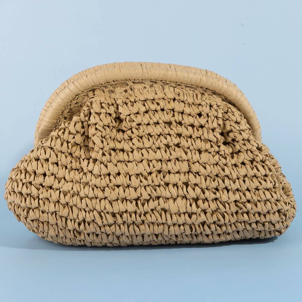 Woven Raffia Frame Shoulder Bag