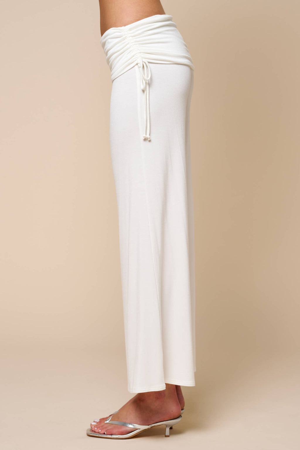 Drawstring Flare Cinched Waist Pants