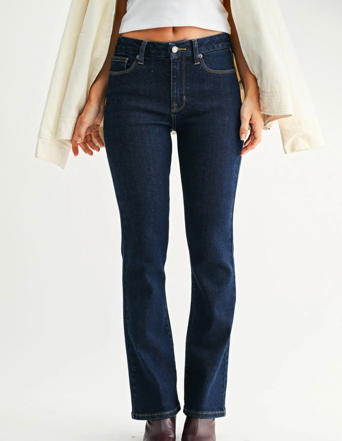 Slim Hem Bootcut Jeans - super dark