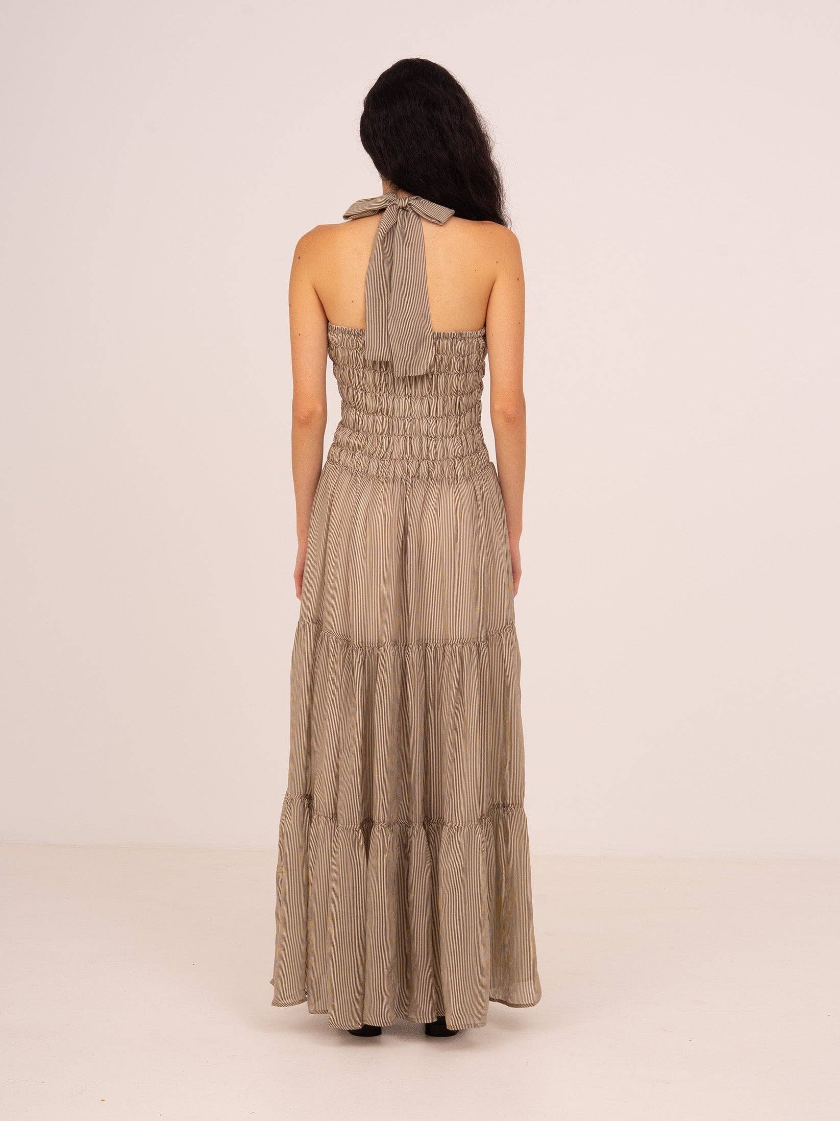 Striped Grace Brown Maxi Dress