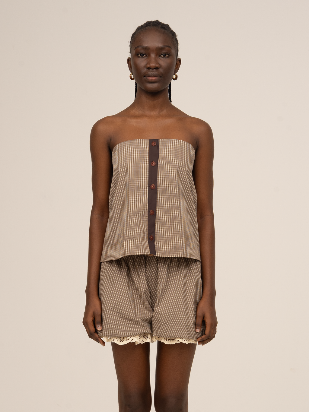 Rove Brown Plaid Sleeveless Top