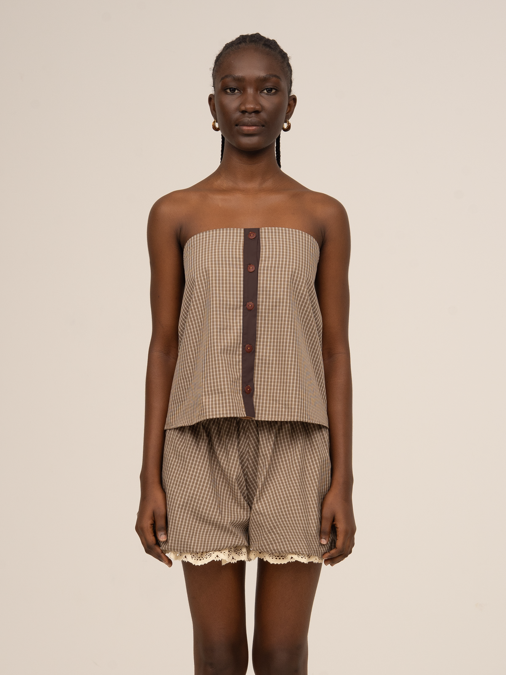 Rove Brown Plaid Sleeveless Top