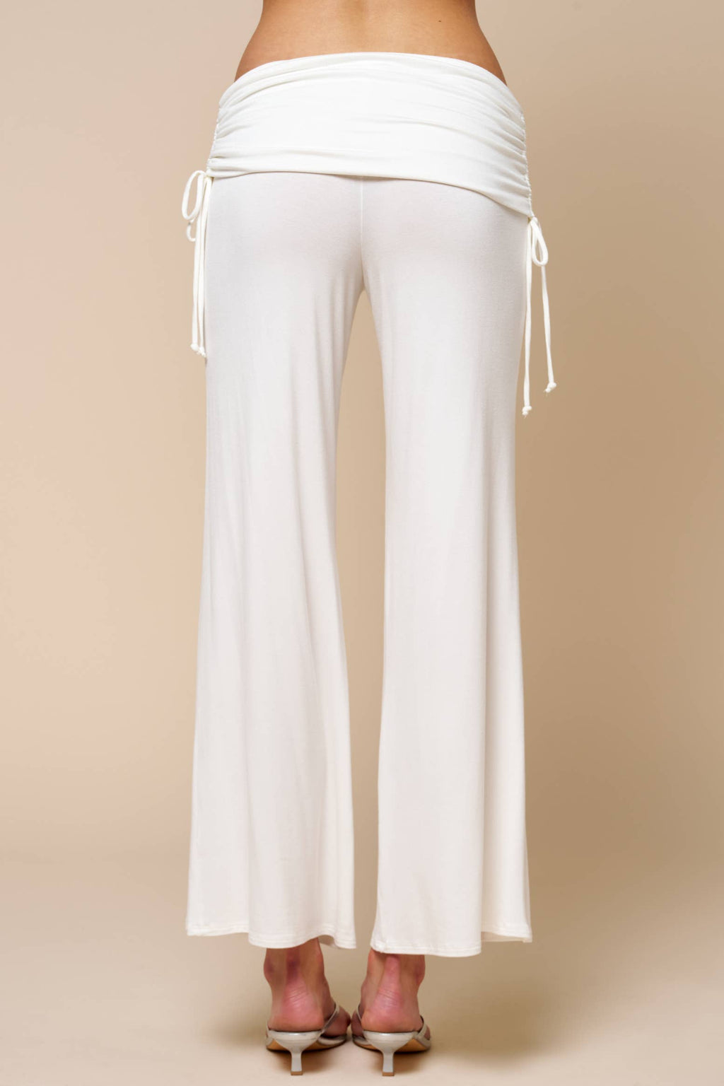Drawstring Flare Cinched Waist Pants