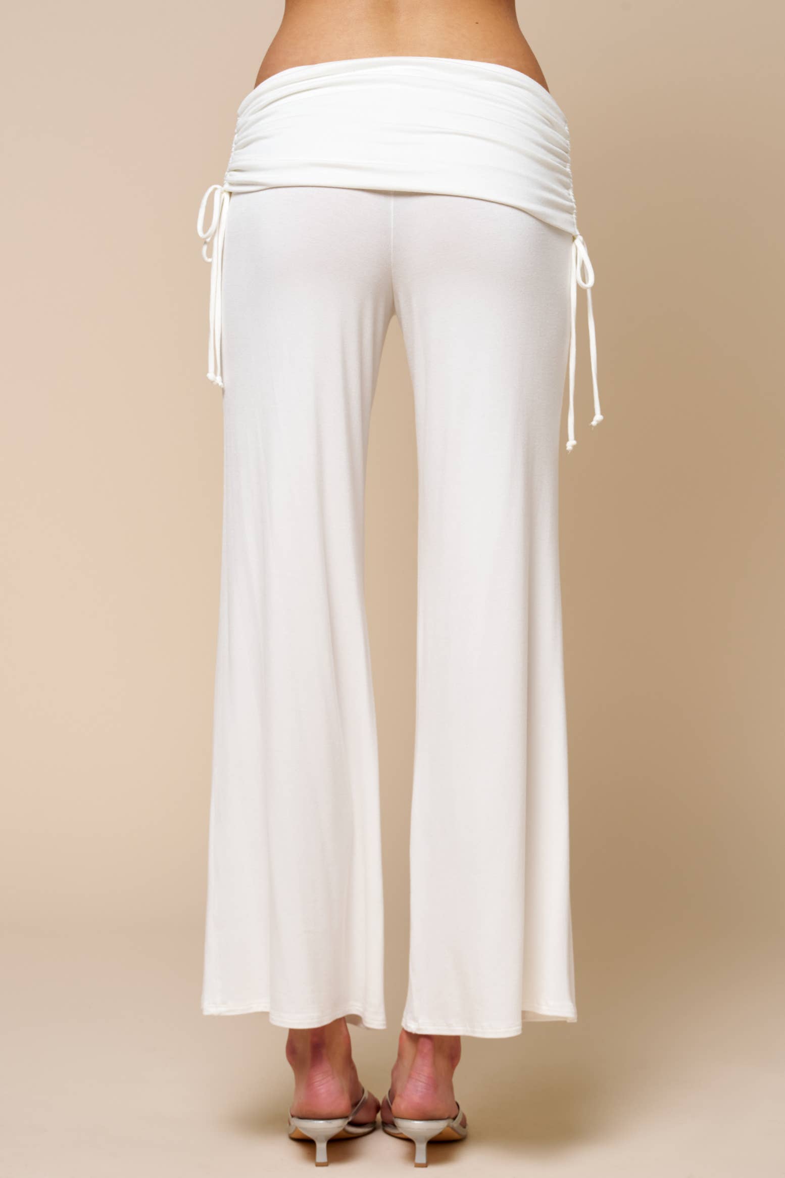Drawstring Flare Cinched Waist Pants