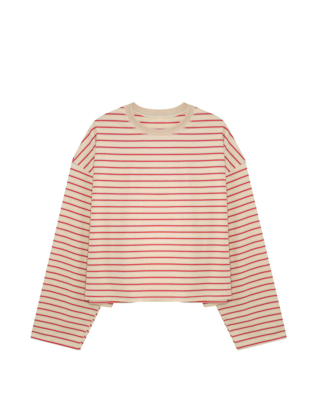 STRIPED LONG SLEEVE IN CREAM + BLUE + RASPBERRY