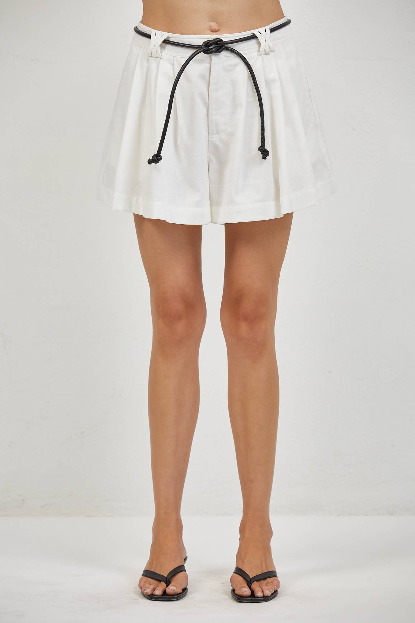 Woven Cotton Linen Polyester Shorts w/ Waist Tie